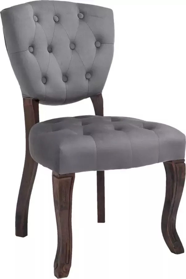 Luxe Comfort Eetkamerstoel Fluweel Antiek Donkergrijs