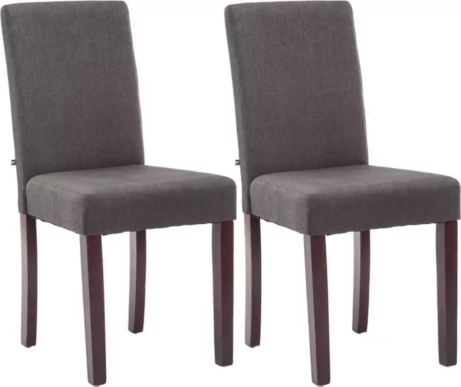 Luxe Comfort Eetkamerstoel set van 2 Comfortabel Stof Cappuccino Donkergrijs