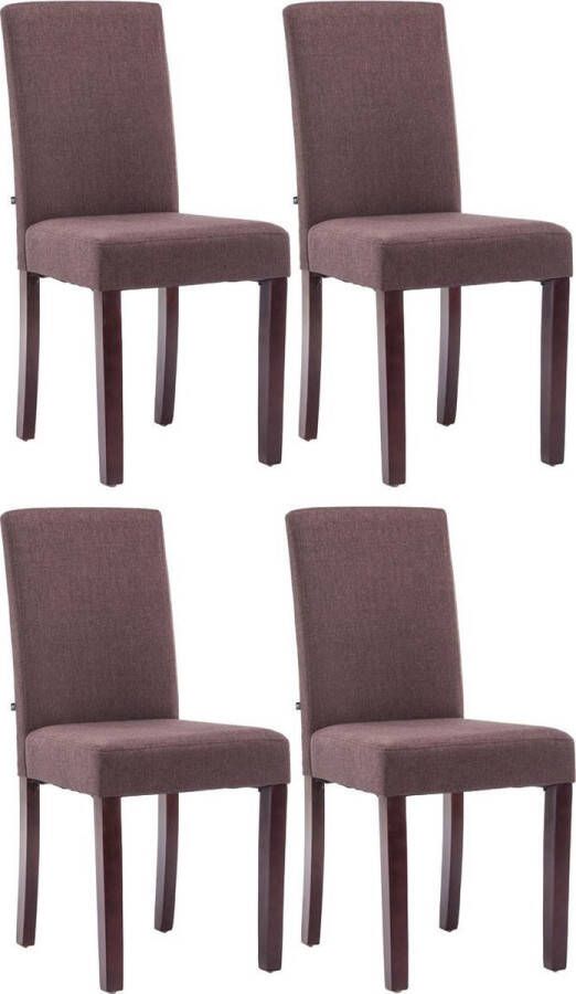 Luxe Comfort Eetkamerstoel set van 4 Comfortabel Stof Cappuccino Bruin