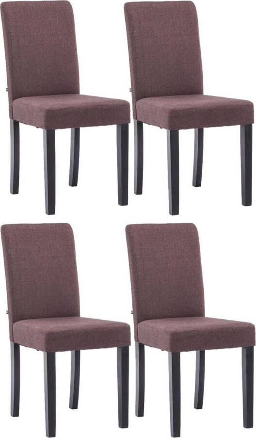 Luxe Comfort Eetkamerstoel set van 4 Comfortabel Stof Zwart Bruin