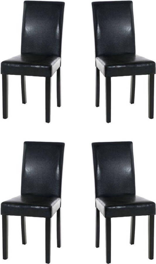 Luxe Comfort Eetkamerstoel Set van 4 Zwart Leer Stabiel
