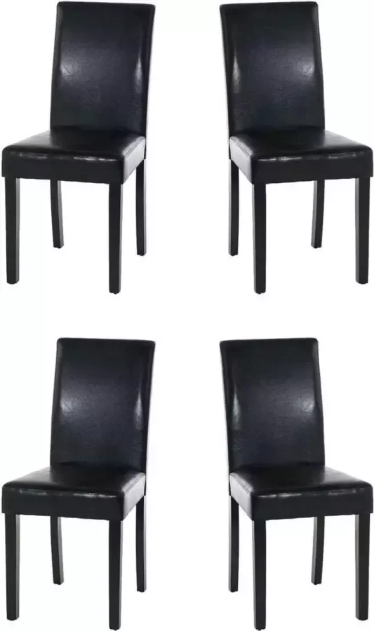 Luxe Comfort Eetkamerstoel Set van 4 Zwart Leer Stabiel