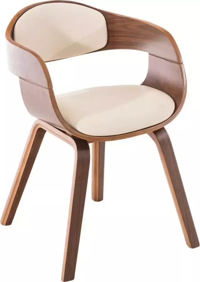 Luxe Comfort Eetkamerstoel Stoel Kunstleer Crème Walnoot