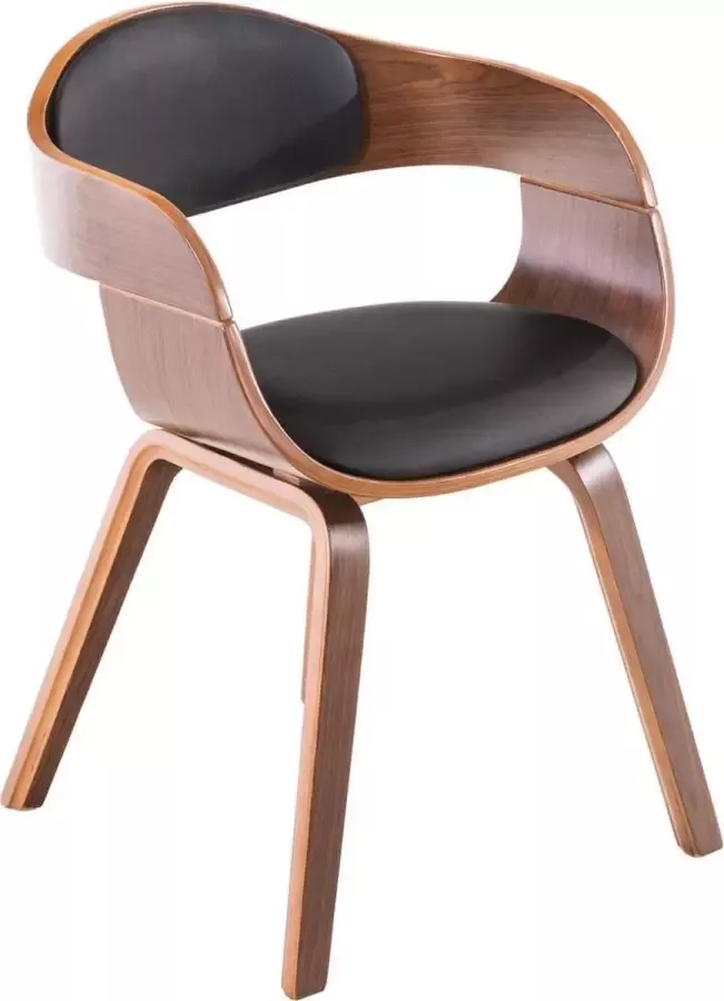 Luxe Comfort Eetkamerstoel Stoel Kunstleer Walnoot Zwart