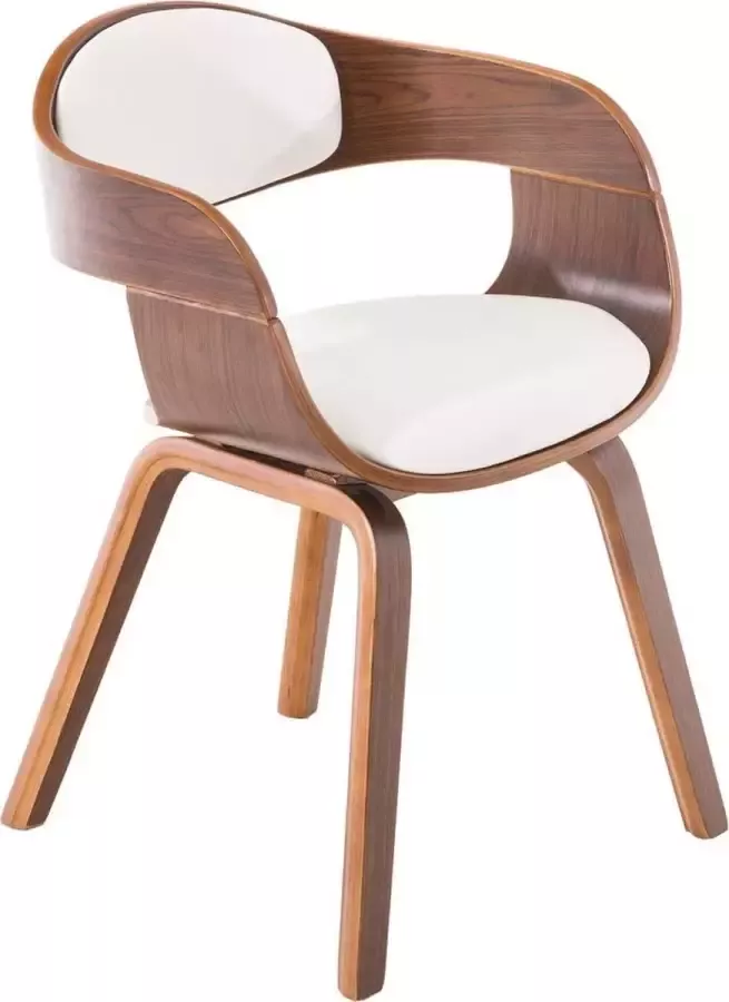 Luxe Comfort Eetkamerstoel Stoel Kunstleer Wit Walnoot