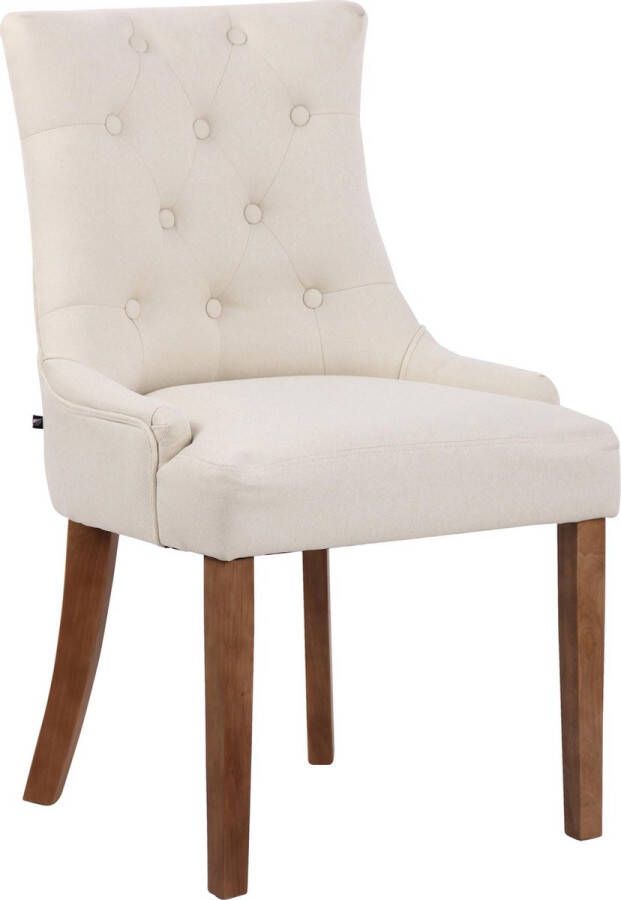Luxe Comfort Eetkamerstoel Stof Antiek Houten poten Crème