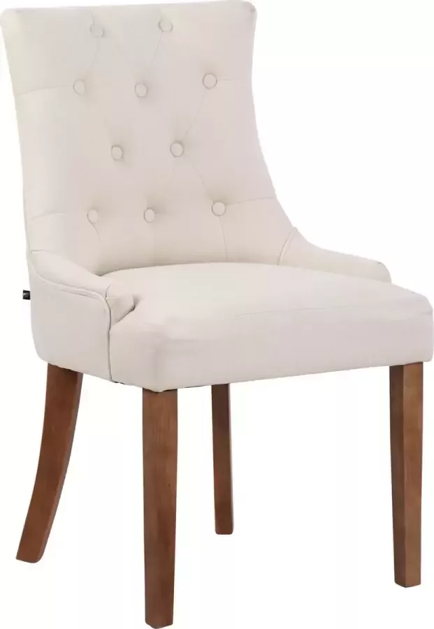 Luxe Comfort Eetkamerstoel Stof Antiek Houten poten Crème