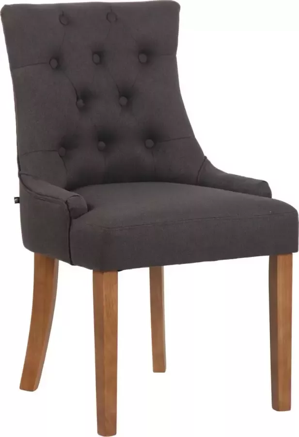 Luxe Comfort Eetkamerstoel Stof Antiek Houten poten Donkergrijs