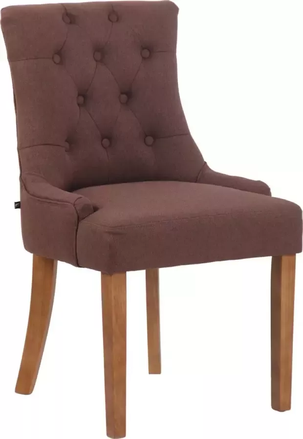 Luxe Comfort Eetkamerstoel Stof Antiek Houten poten Lichtbruin