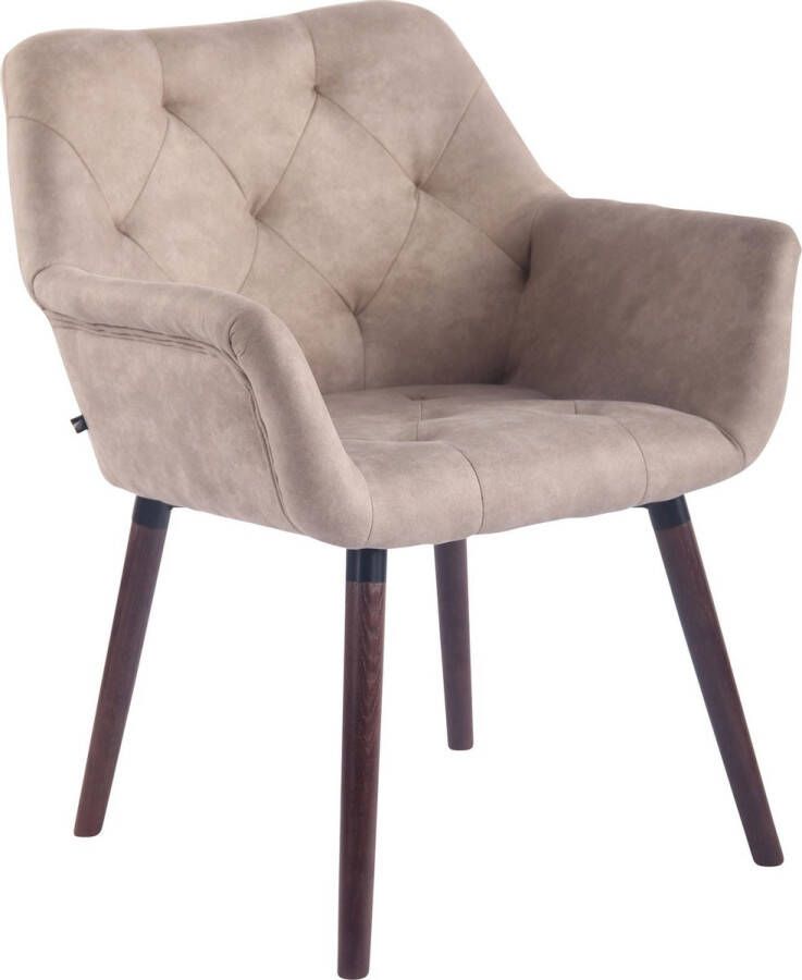 Luxe Comfort Eetkamerstoel Vintage look Kunstleer Crème