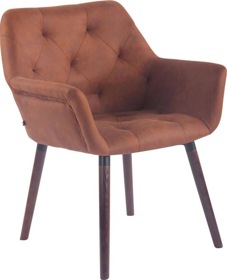 Luxe Comfort Eetkamerstoel Vintage look Kunstleer Walnoot