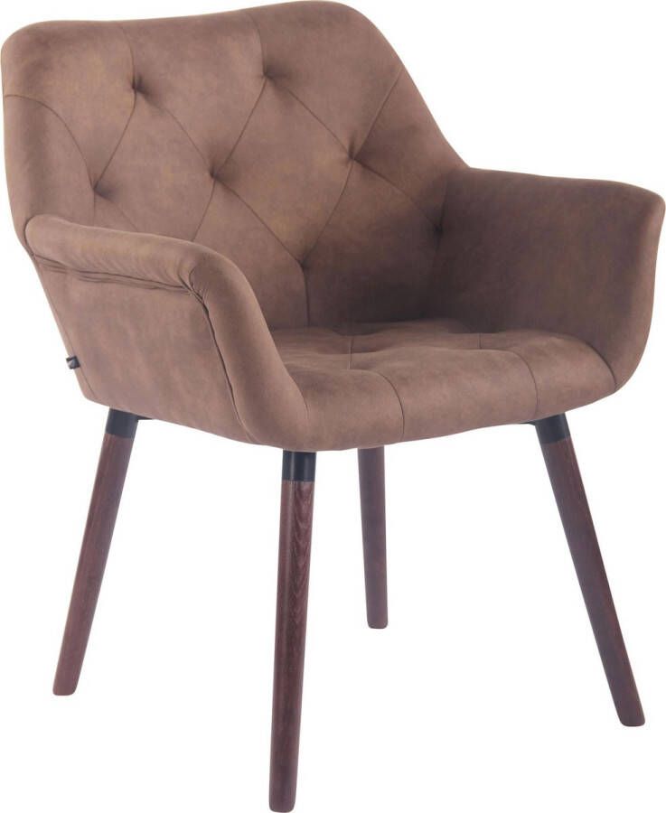 Luxe Comfort Eetkamerstoel Vintage look Kunstleer Walnoot taupe