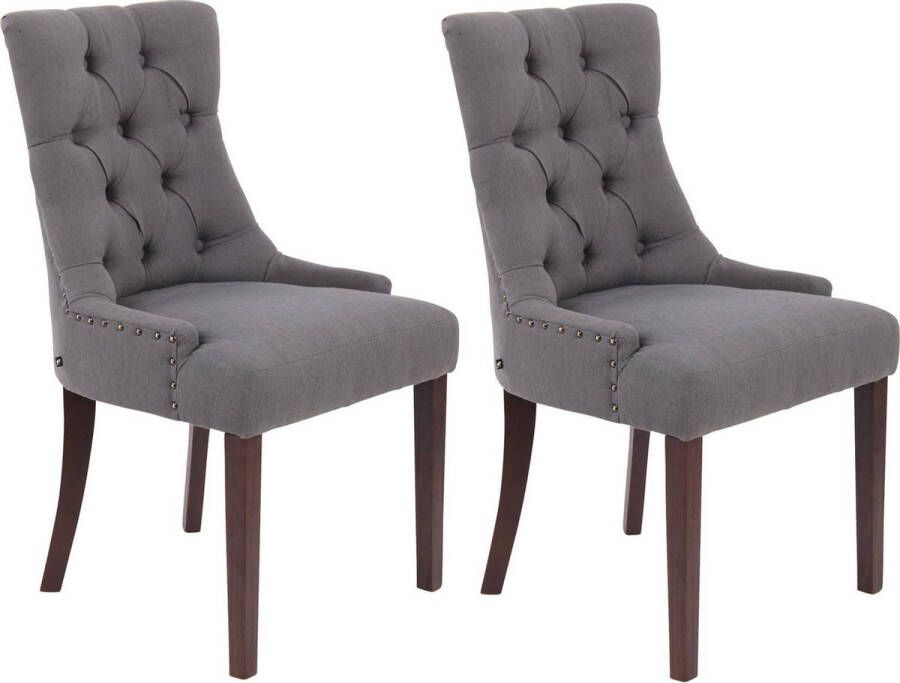Luxe Comfort Eetkamerstoelen Set van 2 stoelen Stof Antiek donkergrijs