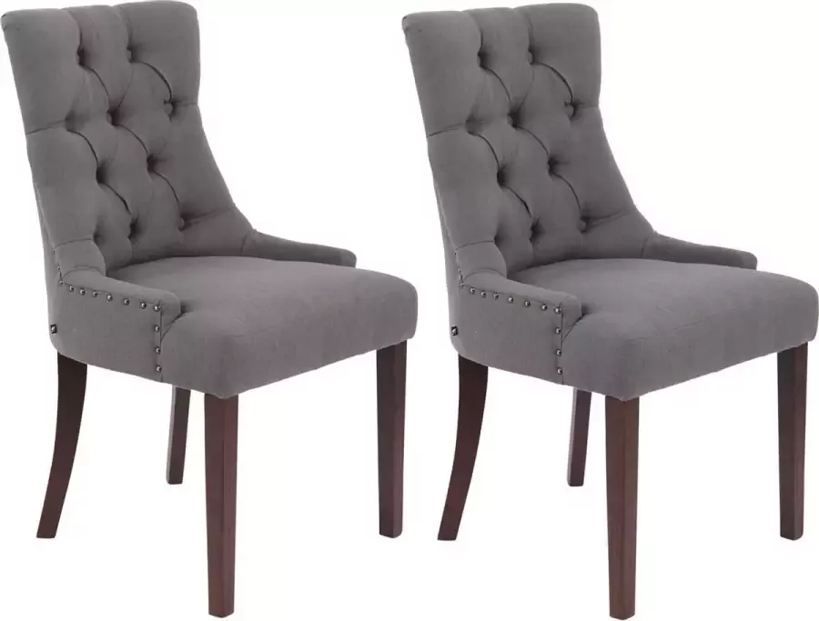 Luxe Comfort Eetkamerstoelen Set van 2 stoelen Stof Antiek donkergrijs