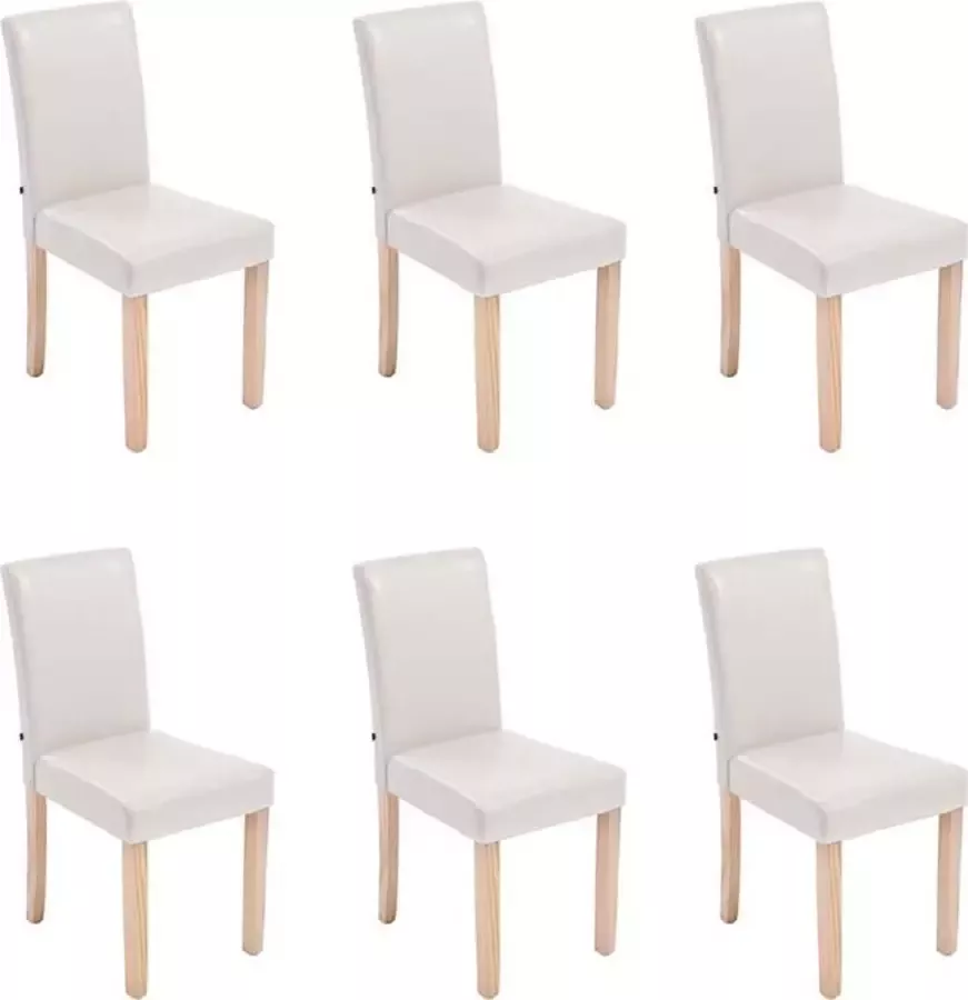 Luxe Comfort Eetkamerstoelen Set van 6 Kunstleer Crème