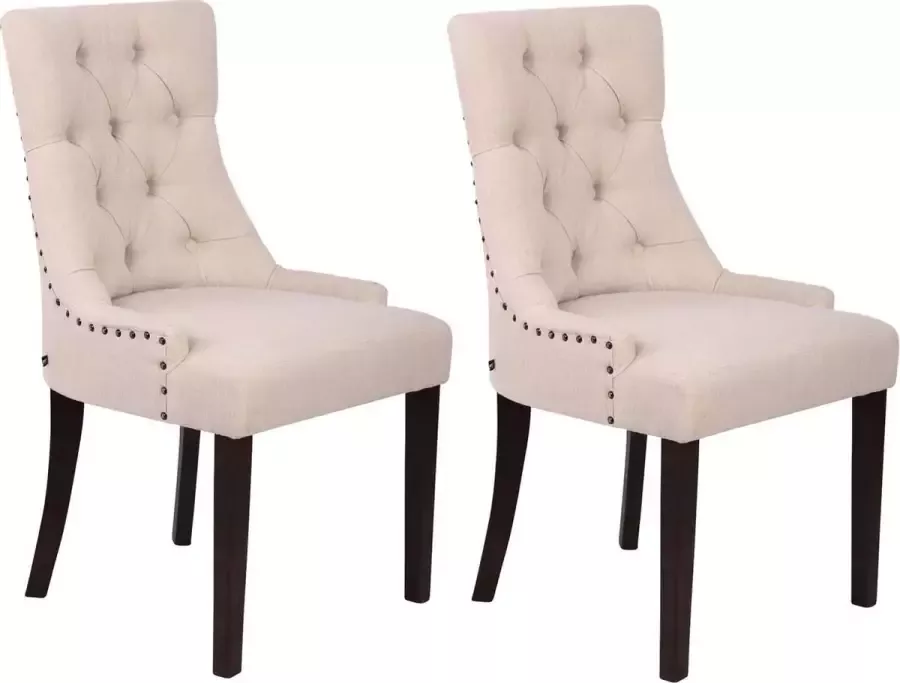 Luxe Comfort Eetkamerstoelen Stoelen set van 2 Stof Antiek creme