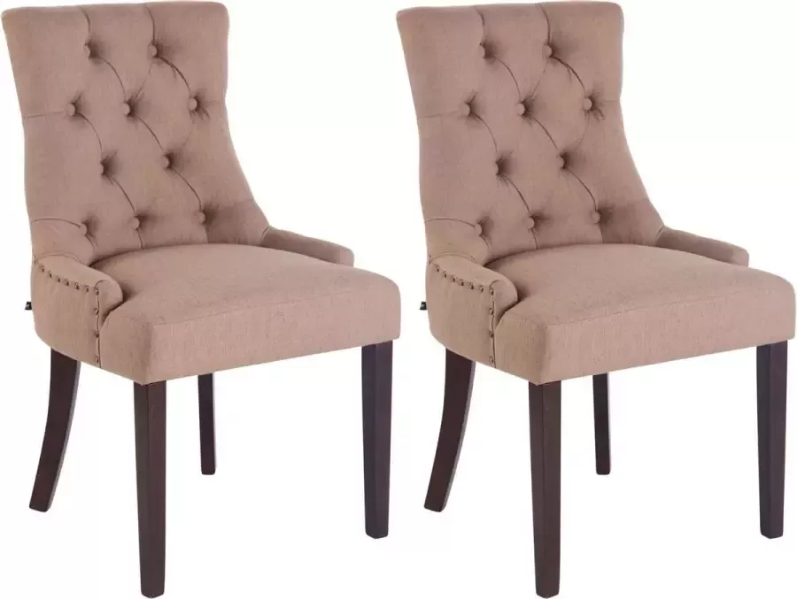 Luxe Comfort Eetkamerstoelen Stoelen set van 2 Stof Retro Antiek taupe
