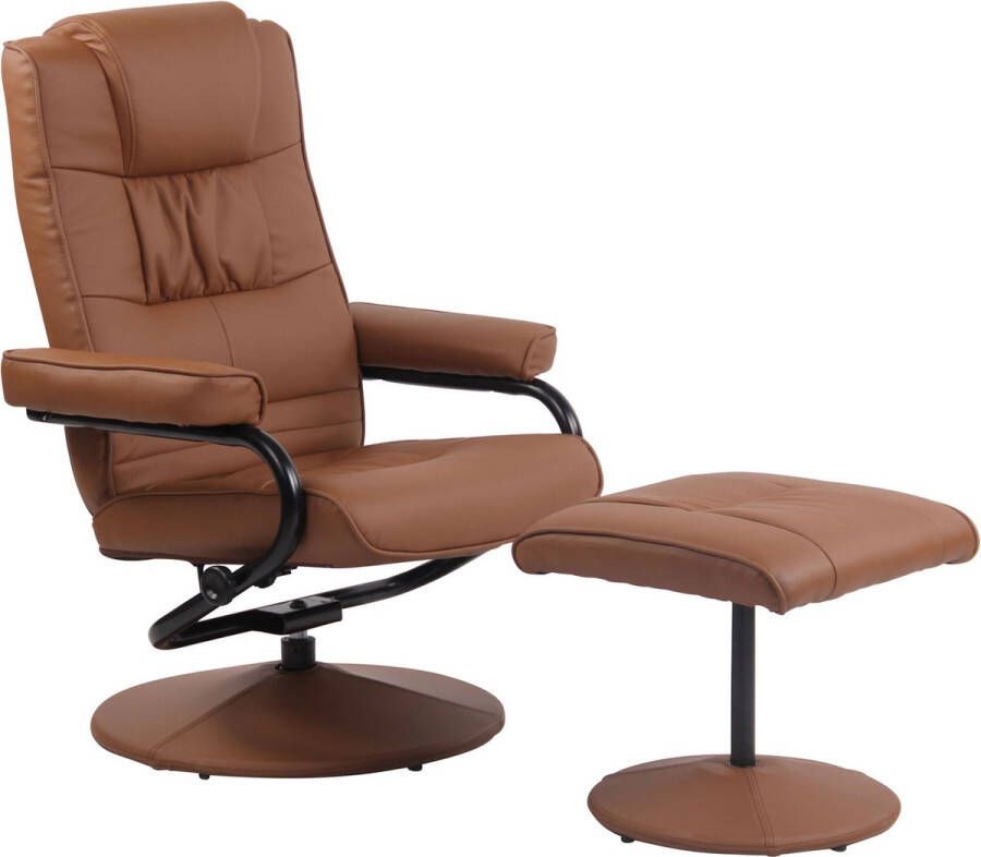 Luxe Comfort Fauteuil Met Voetenbankje Van Leer Comfortabel Bruin