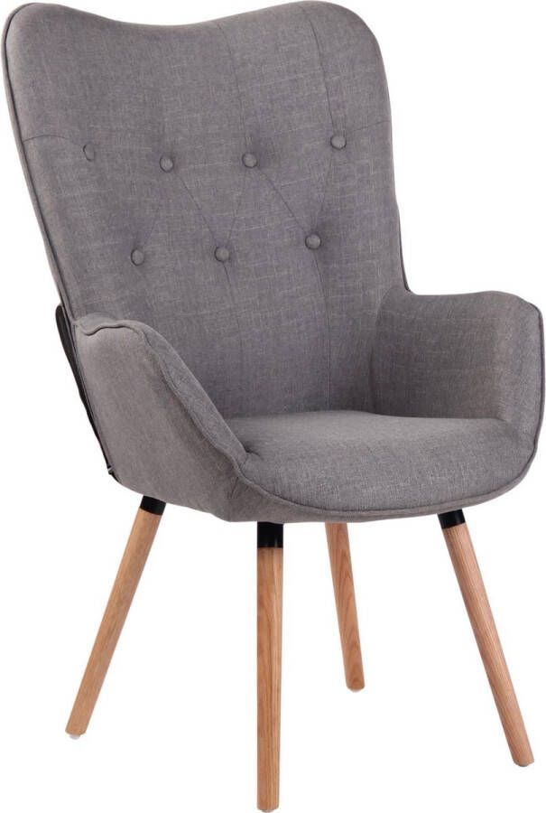 Luxe Comfort Fauteuil Stoel Landelijk Hoge rugleuning Comfortabel Stof Grijs 69x73x108 cm