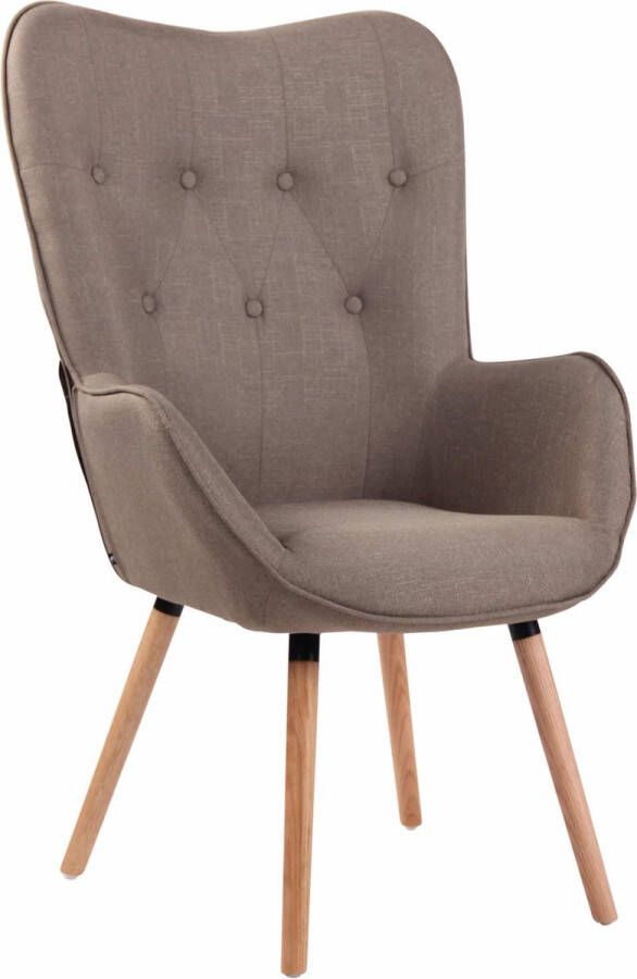 Luxe Comfort Fauteuil Stoel Landelijk Hoge rugleuning Comfortabel Stof Taupe 69x73x108 cm