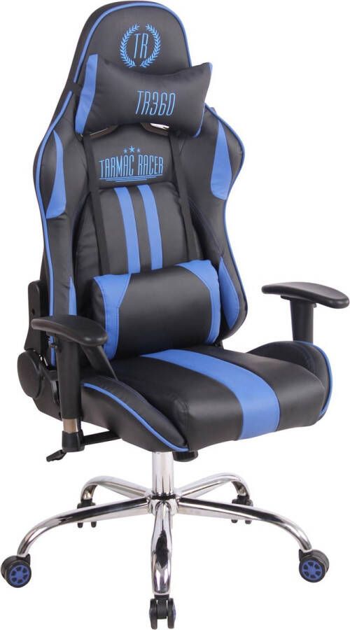 Luxe Comfort Game stoel Bureaustoel Sportief Massage Kunstleer Blauw zwart 45x54x138 cm