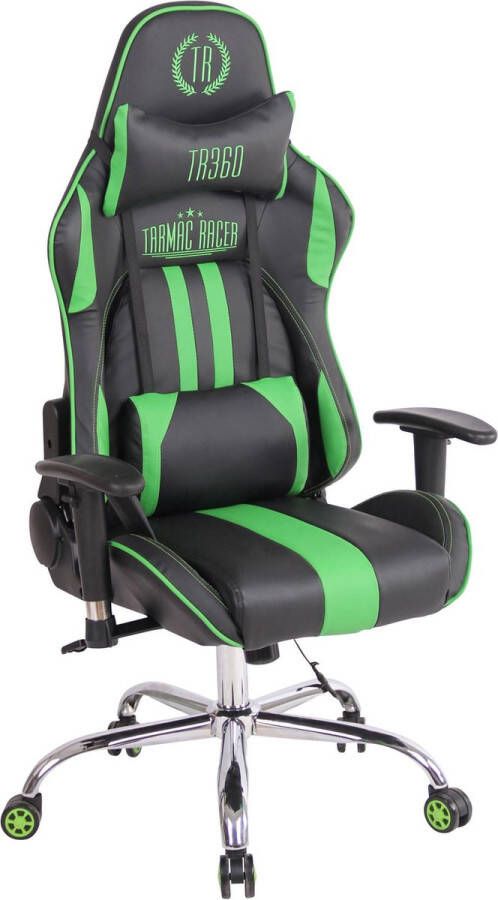 Luxe Comfort Game stoel Bureaustoel Sportief Massage Kunstleer Groen zwart 45x54x138 cm