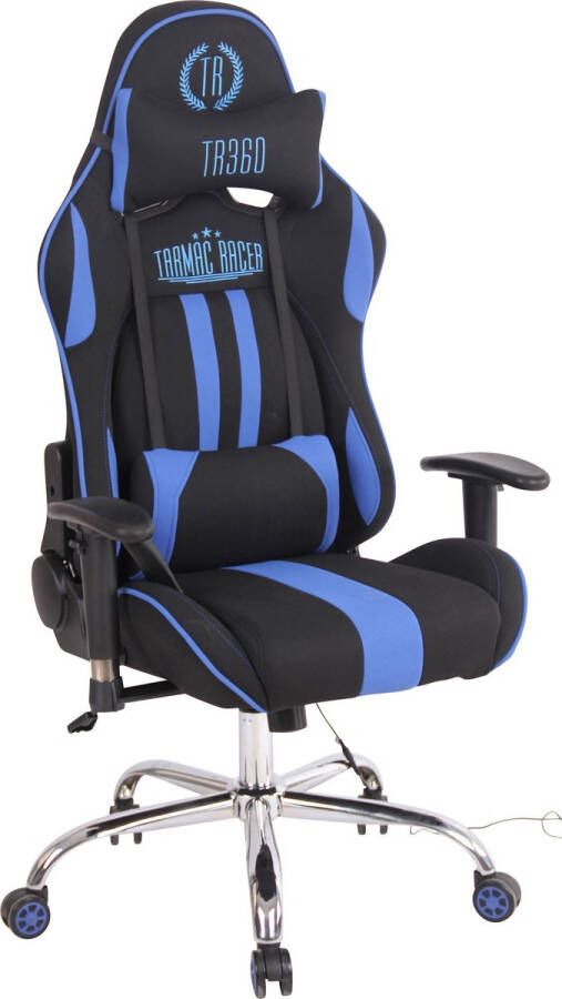 Luxe Comfort Game stoel Bureaustoel Sportief Massage Stof Blauw zwart 45x54x138 cm