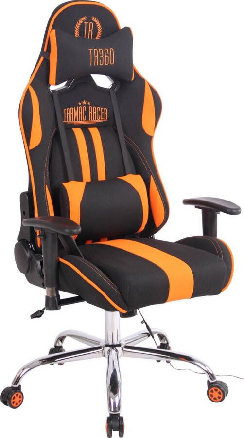 Luxe Comfort Game stoel Bureaustoel Sportief Massage Stof Oranje zwart 45x54x138 cm