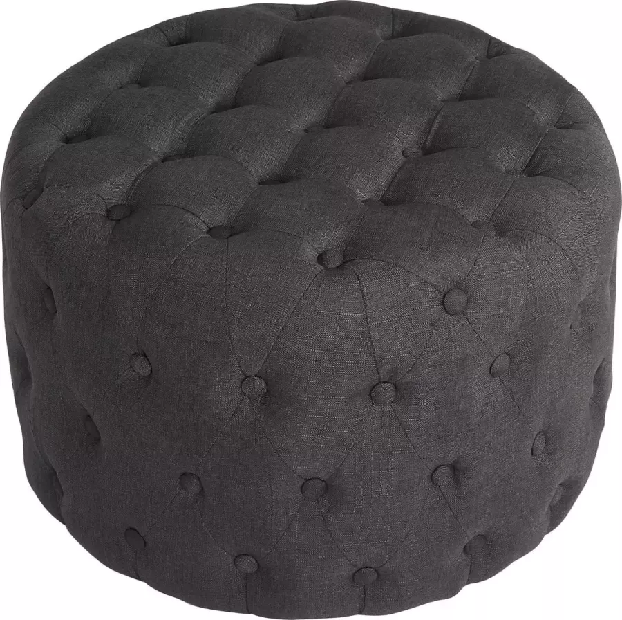 Luxe Comfort Hocker Polyester Stof Donkergrijs