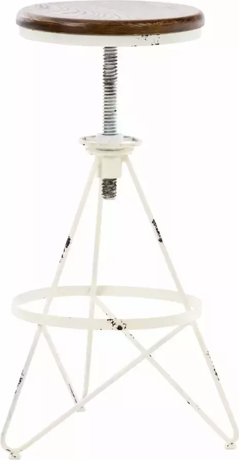 Luxe Comfort Kruk Barkruk Industrieel Voetensteun Rond Hout 43x43x82 cm