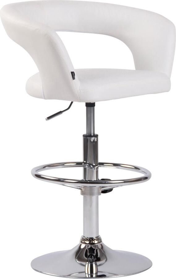 Luxe Comfort Barkruk Kruk Voetensteun Armleuning In hoogte verstelbaar Wit 58x47x104 cm