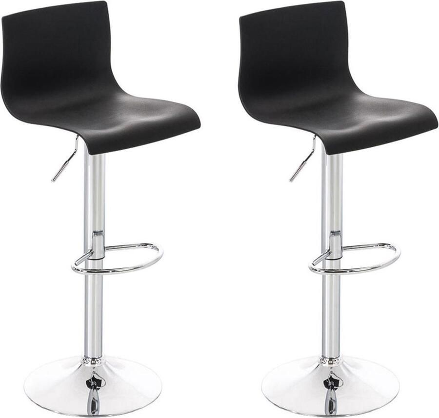 Luxe Comfort Barkrukken Barkruk set van 2 Voetensteun In hoogte verstelbaar Kunststof Zwart 39x36x104 cm