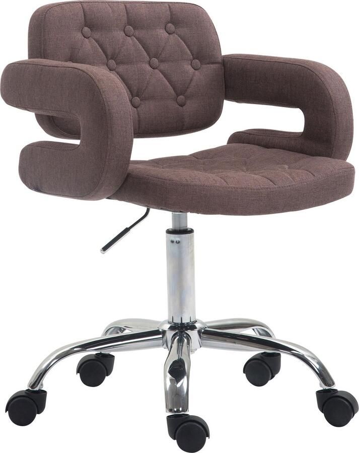 Luxe Comfort Bureaustoel Barkruk Chesterfield In hoogte verstelbaar Polyester Bruin 62x55x90 cm