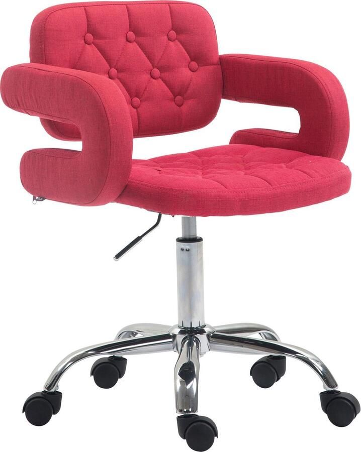 Luxe Comfort Bureaustoel Barkruk Chesterfield In hoogte verstelbaar Polyester Rood 62x55x90 cm