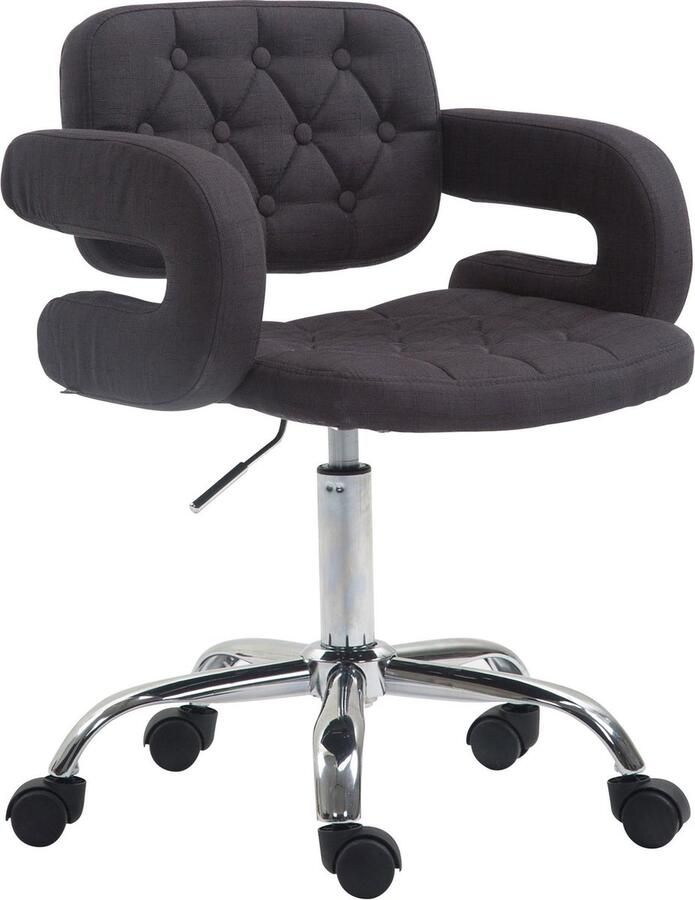 Luxe Comfort Bureaustoel Barkruk Chesterfield In hoogte verstelbaar Polyester Zwart 62x55x90 cm