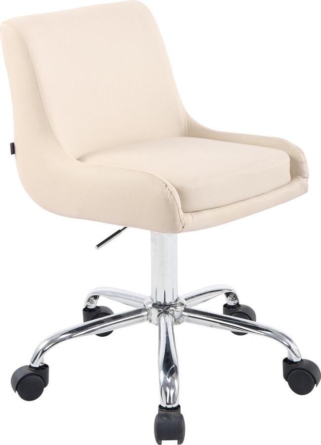 Luxe Comfort Bureaustoel Kantoorstoel Design In hoogte verstelbaar Kunstleer Crème 43x34x87 cm