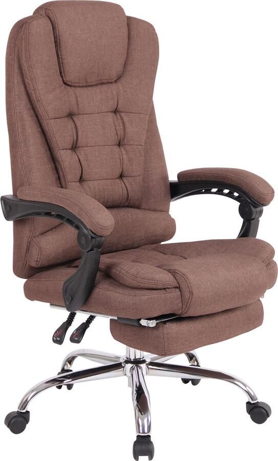 Luxe Comfort Bureaustoel Kantoorstoel XL Voetensteun Verstelbaar Stof Bruin 68x67x125 cm