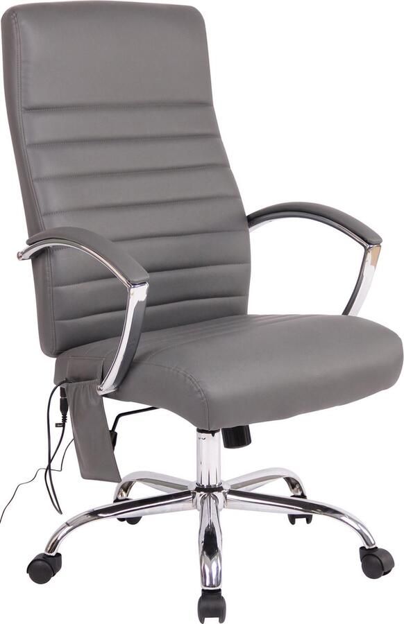 Luxe Comfort Bureaustoel Massagestoel Design Gewatteerd Kunstleer Grijs 58x72x123 cm
