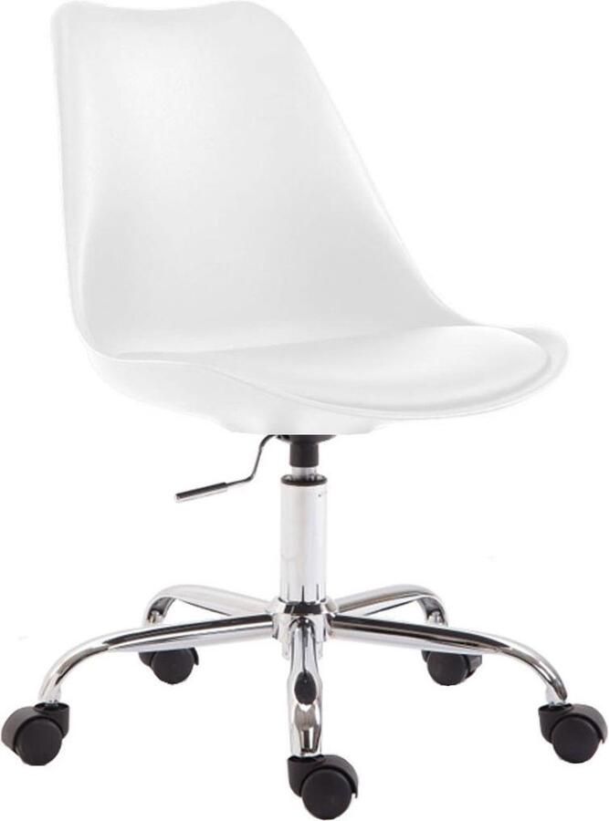 Luxe Comfort Bureaustoel Stoel Scandinavisch design In hoogte verstelbaar Kunstleer Wit 48x54x91 cm