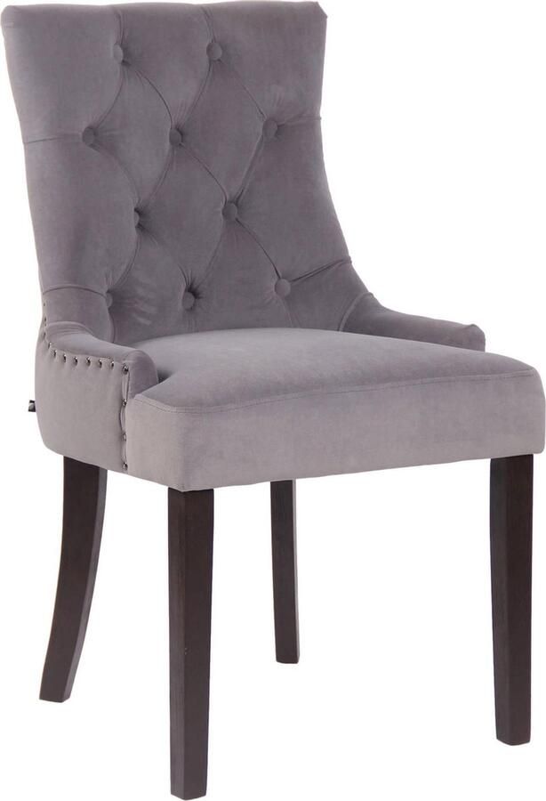 Luxe Comfort Stoel Eetkamerstoel Chesterfield Zonder armleuning Fluweel Grijs 55x58x92 cm