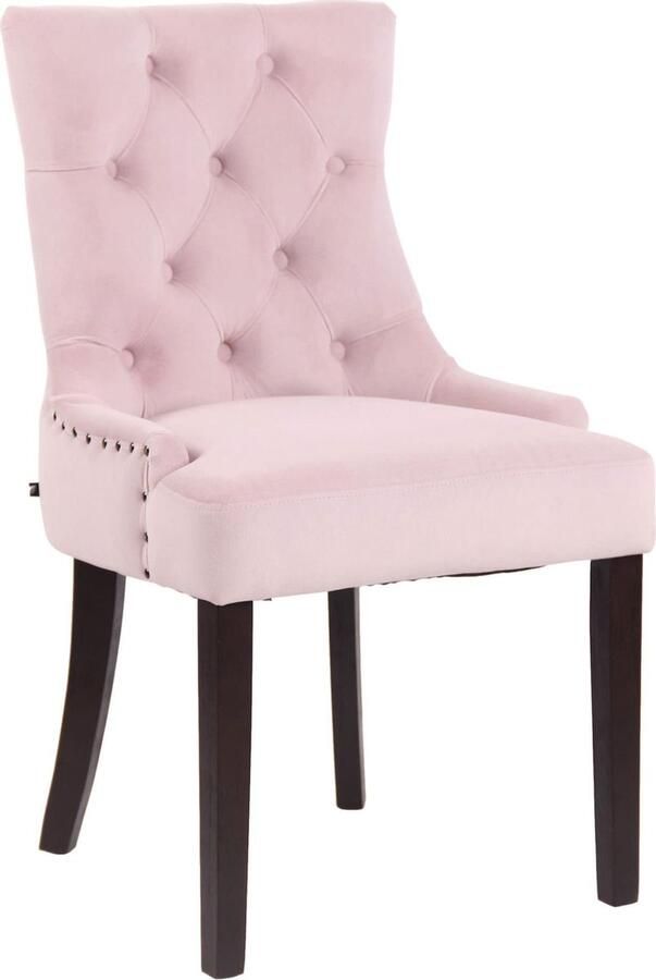 Luxe Comfort Stoel Eetkamerstoel Chesterfield Zonder armleuning Fluweel Lichtroze 55x58x92 cm