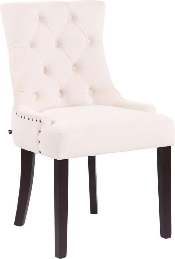 Luxe Comfort Stoel Eetkamerstoel Chesterfield Zonder armleuning Fluweel Wit 55x58x92 cm