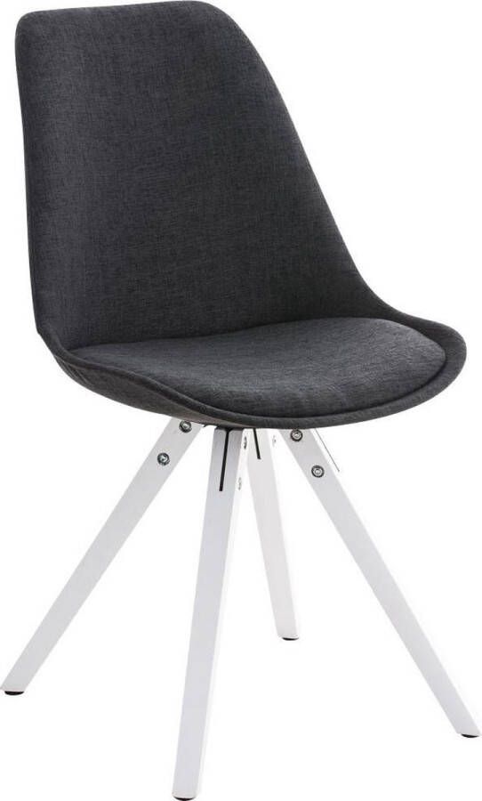 Luxe Comfort Stoel Eetkamerstoel Bezoekersstoel Comfortabel Stof Hout Donker Grijs Wit Frame