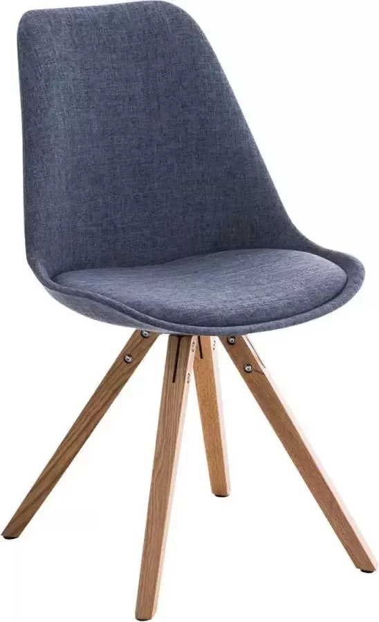 Luxe Comfort Stoel Eetkamerstoel Bezoekersstoel Hout Stof Naturel Blauw
