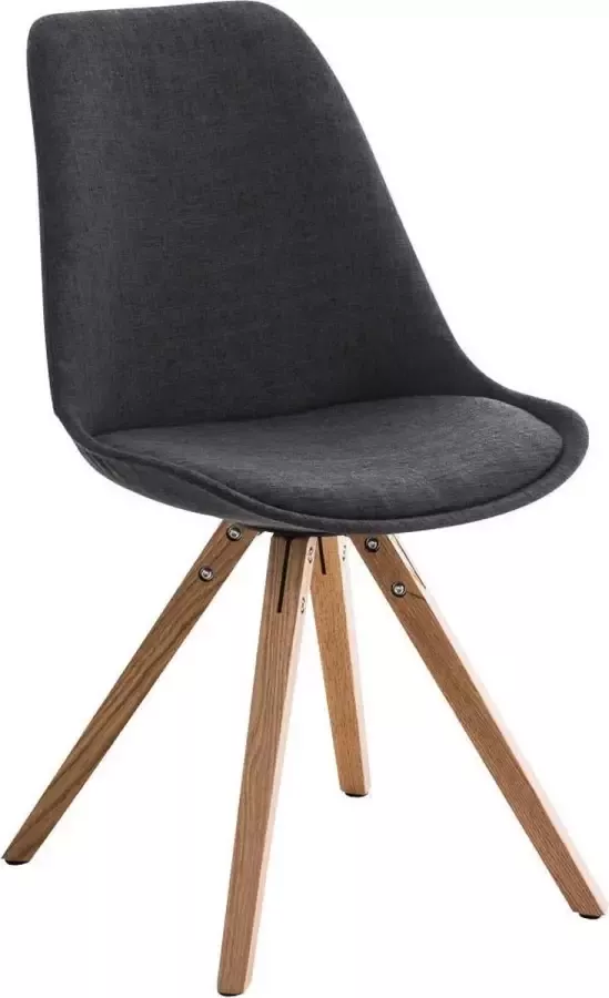 Luxe Comfort Stoel Eetkamerstoel Bezoekersstoel Hout Stof Naturel Donker Grijs