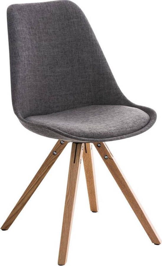 Luxe Comfort Stoel Eetkamerstoel Bezoekersstoel Hout Stof Naturel Licht Grijs