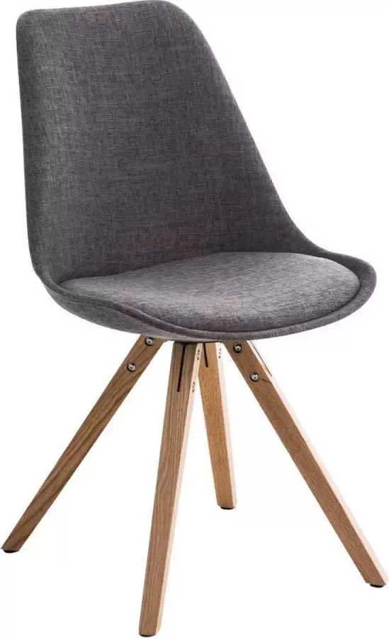 Luxe Comfort Stoel Eetkamerstoel Bezoekersstoel Hout Stof Naturel Licht Grijs