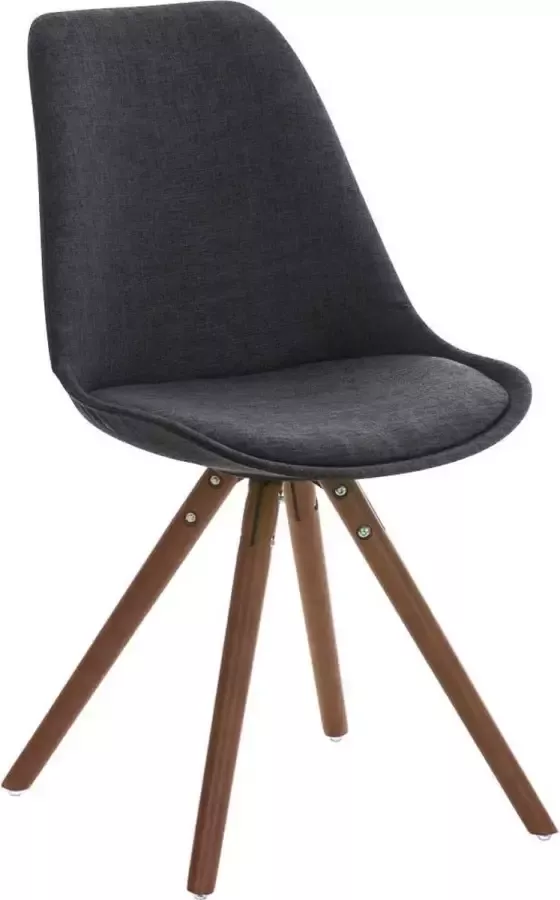 Luxe Comfort Stoel Eetkamerstoel Bezoekersstoel Hout Stof Ronde Poten Walnoot Donker Grijs