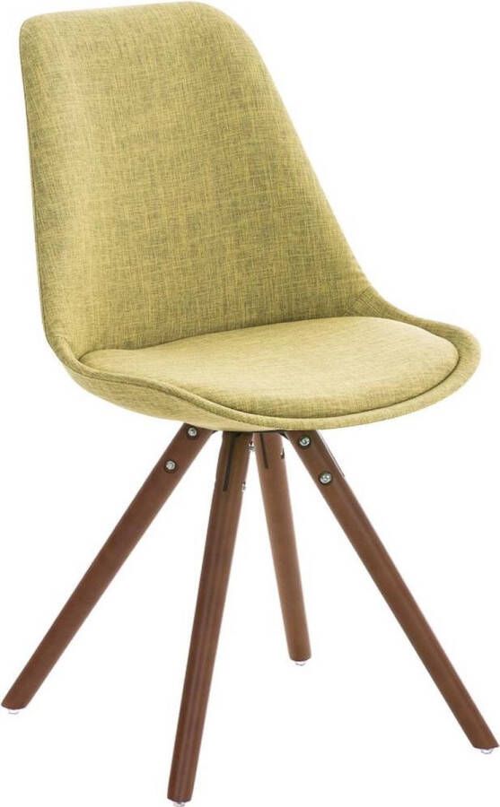 Luxe Comfort Stoel Eetkamerstoel Bezoekersstoel Hout Stof Ronde Poten Walnoot Groen