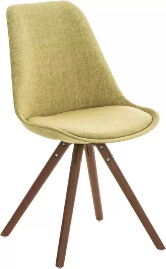 Luxe Comfort Stoel Eetkamerstoel Bezoekersstoel Hout Stof Ronde Poten Walnoot Groen